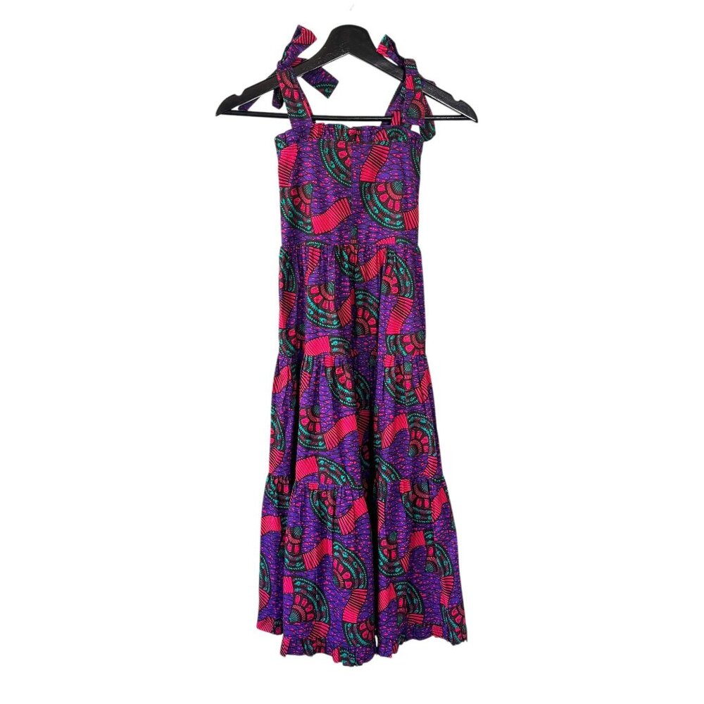 Ulla Johnson Edie Purple Pink Print Sleeveless Fit Flare Dress Youth 8